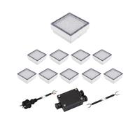 Set di 10 pietre da pavimentazione a LED CUS IP67 230V 15x15x4cm bianco caldo