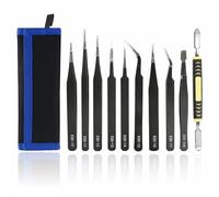 Set di 10 pinzette di precisione antistatiche ESD pinzette per elettronica, gioielli, modellismo e medicina, maneggevolezza antiscivolo, custodia portatile inclusa