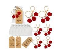 Set di 10 portachiavi a forma di rosa per San Valentino, portachiavi a forma di fiore con etichette in carta kraft e sacchetti in organza, souvenir per matrimoni, addio al nubilato, compleanno