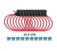 Set di 10: portafusibile cavo 2,5 mm² + fusibile ATO 15 A, impermeabile