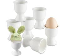 Set di 10 Portauovo Rotondi,Huevera De Porcelana,Pasqua Portauovo,per Colazione a Brunch e Buffet,Design Classico e Semplice, Perfetti per La Colazione e l'Uso Quotidiano, Bianco Crema