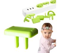Set di 10 prese di corrente per bambini, protezione elettrica con maniglia, anti-shock elettrico, facile da installare, senza chiave, per sicurezza e protezione per neonati e bambini (verde quadrato)