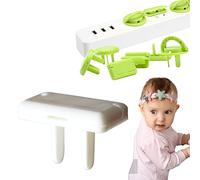 Set di 10 prese di corrente per bambini, protezione elettrica con maniglia, anti-shock elettrico, facile da installare, senza chiave, per sicurezza e protezione per neonati e bambini (quadrato bianco)