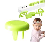 Set di 10 prese di corrente per bambini, protezione elettrica con maniglia, anti-shock elettrico, facile da installare, senza chiave, per sicurezza e protezione per neonati e bambini (verde lungo)