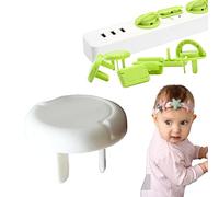 Set di 10 prese di corrente per bambini, protezione presa elettrica con maniglia, anti-shock elettrico, facile da installare, senza chiave, per sicurezza e protezione per neonati e bambini (bianco)