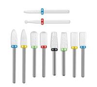 Set di 10 punte da trapano per unghie in ceramica, punte professionali da 3/32 pollici per rimozione cuticole per manicure elettrica acrilica pedicure lima per unghie macchina