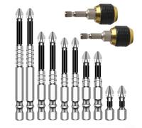 Set di 10 punte per cacciavite antiscivolo per uso a impatto, con 2 adattatori a sgancio rapido, punte resistenti agli urti per lavorazione del legno, lavorazione dei metalli e riparazioni