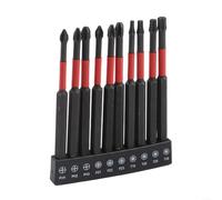 Set di 10 punte per cacciavite da 100 mm per Torx Cross e per Pozidriv con gambo esagonale da 1/4", compatibili con PZ1-PZ3, T10-T30, PH1-PH3 per trapano e chiave