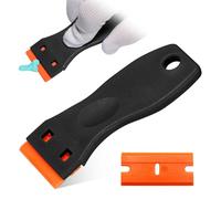 Set di 10 raschietti e 200 lame in plastica, raschietto in plastica, antigraffio, raschietto in plastica, raschietto in plastica, raschietto in plastica per la pulizia (nero)