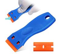 Set di 10 raschietti e 200 lame in plastica, raschietto in plastica, antigraffio, raschietto in plastica, raschietto in plastica, raschietto in plastica, raschietti in plastica per la pulizia (blu)