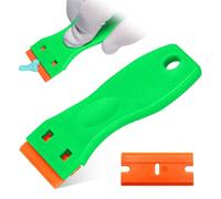 Set di 10 raschietti e 200 lame, raschietto in plastica, raschietto in plastica, antigraffio, raschietto in plastica, raschietto in plastica, raschietto in plastica per la pulizia (verde)