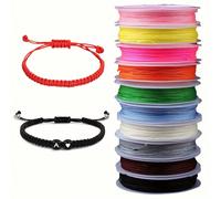 Set di 10 rotoli di cordoncino in nylon - Filo per annodatura cinese per la realizzazione di gioielli fai-da-te, corde inelastiche per bracciali, collane, cavigliere - Colori misti a caso Poliammide