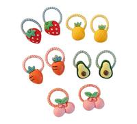 Set di 10 scrunchies elastici per capelli per bambine e bambini con fiori colorati o frutta