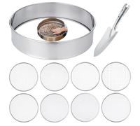 Set di 10 setacci per terreno, 12 in acciaio inox, setaccio per terreno da giardino, maglia fine, pala e filtro a rete intercambiabile di dimensioni 2, 3, 5, 6, 7, 9, 10, 12 mm
