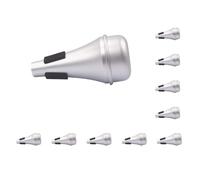 Set di 10 silenziatori per sassofono di dimensioni compatte, installazione pratica, silenziatore per tromba, lavorazione dritta, parti sostituite, senza graffi, smorzatore acustico, argento