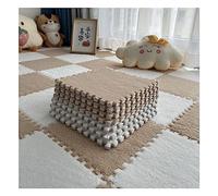Set di 10 soffici piastrelle antiscivolo ad incastro, tappeti sensoriali a pelo lungo per giochi puzzle e stanze sensoriali, colore: verde chiaro e blu navy