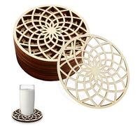 Set di 10 Sottobicchieri in Legno, per Bevande Calde e Fredde, Riutilizzabili, 8x8 cm, Sottobicchieri Robusti dal Design Unico