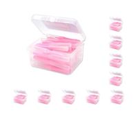 Set di 10 spazzole interdentali da 40 pezzi, con filo interdentale, da infilare, palmare, per l'igiene orale, per uso domestico, vacanze, rosa, 0,7 mm