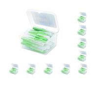 Set di 10 spazzole interdentali da 40 pezzi, con testa flessibile, in plastica, a forma di I, per l'igiene orale, da viaggio, verde, 0,8 mm