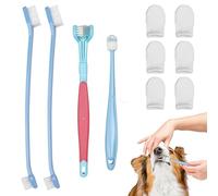 Set di 10 spazzolini da denti per cani, 6 spazzolini da denti per cani, 1 spazzolino a tre lati e 2 doppia testa e 1 spazzolino rotondo per la cura completa dei denti, per piccoli e grandi animali