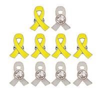 Set di 10 spille a forma di nastro giallo per la coscienza della salute, eleganti spille antiviolenza per la sensibilizzazione all'abbigliamento, Metallo