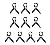 Set di 10 spille classiche a nastro, attaccamento al petto, eleganti spille per guardaroba, funerali, funerali, spilla con nastro nero, Misura unica, come descritto
