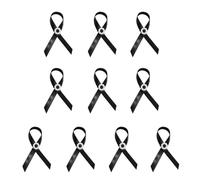 Set di 10 spille classiche a nastro, attaccamento al petto, eleganti spille per guardaroba, funerali, funerali, spilla con nastro nero, Misura unica, come descritto