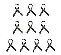Set di 10 spille classiche a nastro, attaccamento al petto, eleganti spille per guardaroba, funerali, funerali, spilla con nastro nero, Misura unica, come descritto