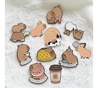 Set di 10 spille smaltate Capybara a tema carino per zaini abbigliamento borse spille decorative collezione creativa in lega spille da bavero per amanti dei capybara