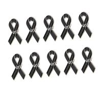 Set di 10 spille sofisticate a forma di nastro nero per sensibilizzazione della pelle e occasioni di lutto con forma geometrica, accessori per raccolta fondi, Grande, come descritto