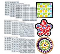 Set di 10 stampi in resina di silicone a forma di mosaico di varie forme, stampi per colata in silicone epossidico, mini pietre per collage, mosaico per tazze, sottobicchieri, vasi, cornici per foto,