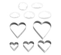 Set di 10 stampi per biscotti a forma di cuore, in acciaio inox