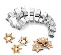 Set di 10 stampi per biscotti, in acciaio inox, a sei punte, a forma di stella, per biscotti, fondente e biscotti, set di stampi per pasticceria fai da te (nero)