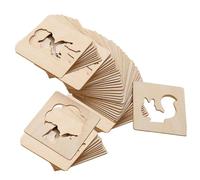 Set di 10 stencil in legno Montessori a gesso per bambini, per pittura a spruzzo, fai da te, 60 pezzi