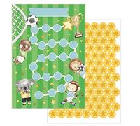 Set di 10 tabelle delle ricompense, Motivo: Calcio, con i Loro Adesivi a Forma di Stella per motivare i Bambini a Fare Le faccende domestiche, i compiti, a lavarsi i Denti