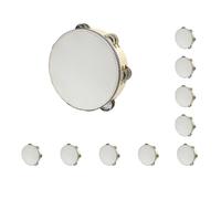 Set di 10 tamburelli palmari in legno a percussioni in metallo per feste in chiesa adulti 20 cm, legno, 20 cm