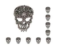 Set di 10 toppe a forma di teschio con strass, per fai da te, cucito, decorazione, teschio grigio