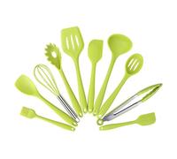 Set di 10 utensili da cucina antiaderenti in silicone, 4 colori, utensili da cucina, pentole, spazzola da cucina, pala for friggere, scatola for rompere le uova(Green)