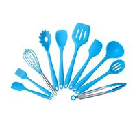 Set di 10 utensili da cucina antiaderenti in silicone, 4 colori, utensili da cucina, pentole, spazzola da cucina, pala for friggere, scatola for rompere le uova(Blue)