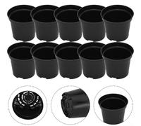 Set di 10 vasi per piante in plastica nera, diverse dimensioni, stampati a iniezione con design di drenaggio a 2 livelli per una maggiore crescita delle piante e resistenza agli agenti atmosferici
