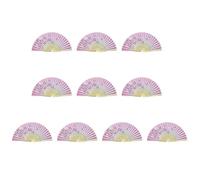 Set di 10 ventagli in bambù fatti a mano, pieghevoli, per rinfrescare la decorazione e la collezione, in seta elegante