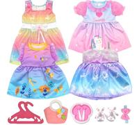 Set di 10 vestiti per bambole da 40 a 46 cm, set di accessori deluxe per abiti con grucce, posate, scarpe per ragazze, Natale, regalo di compleanno (senza bambola)