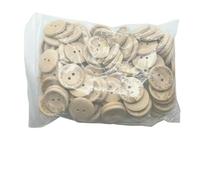 Set di 100/140 bottoni in legno di varie dimensioni, color cachi naturale, fatti a mano con amore, per cucito, artigianato, accessori per abbigliamento fai da te - L - 100 pezzi