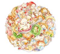 Set di 100 adesivi con gatti ad acquerello, nuvole magiche, fragole, orsetti divertenti, adatti per valigie, skateboard, diari, quaderni, laptop, chitarre e tazze