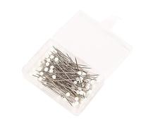 Set di 100 aghi da cucito da 38 mm, con testa in vetro con testa in vetro, spilli con testa in vetro colorato, per sartoria e gioielli (bianco)