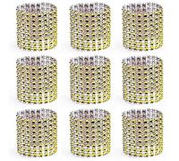 Set di 100 anelli portatovaglioli con strass dorati per decorazioni da tavolo, matrimoni, cene, feste, decorazioni fai da te