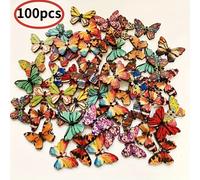 Set di 100 bottoni a in legno colorati - per progetti, scrapbooking, accenti per abbigliamento, regali per feste e idee creative - Ottimi per del fai da te, cucito e tocco decorativo
