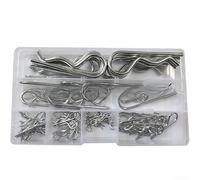 Set di 100 clip a molla zincate tipo R, assortite, resistenti alla ruggine, per assemblaggio di attrezzature marine, varie dimensioni (A)