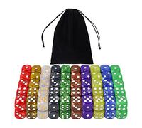Set di 100 Dadi Acrilici Opachi a 6 Facce da 16 mm per Giochi da Tavolo, Giochi di Dadi, Giochi di Matematica, Con Sacchetto di Velluto Gratuito, in 10 Colori (16mm Striscia perlata 100)