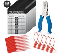 Set di 100 etichette per estintori 2026-2029, in alluminio, 5,6 x 7,6 cm, con perforatore e fascette di sicurezza numerate, per ispezione mensile di estintori, interni ed esterni